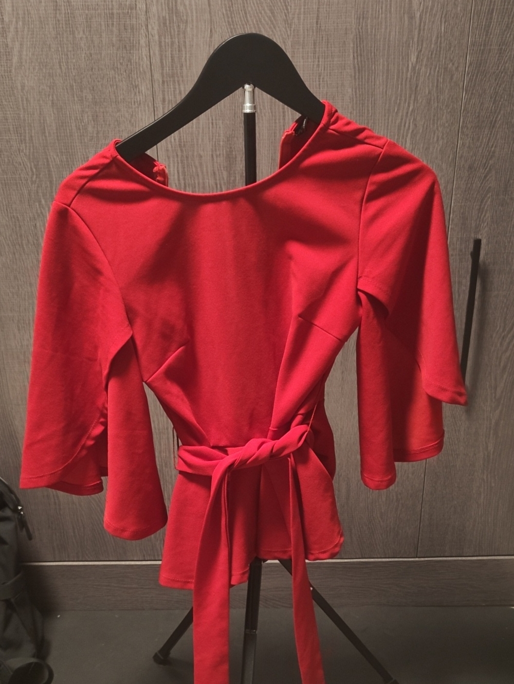 Red Tie-Waist Women's Top